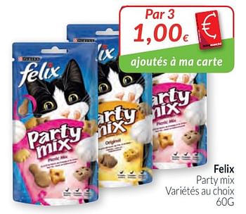 Promotions Felix party mix - Purina - Valide de 01/03/2018 à 01/04/2018 chez Intermarche