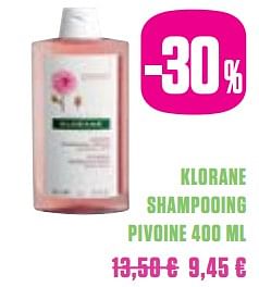 Promotions Klorane shampooing pivoine 400 ml - KLORANE - Valide de 01/03/2018 à 30/05/2018 chez Medi-Market