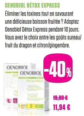 Promotions Oenobiol détox express - Oenobiol - Valide de 01/03/2018 à 30/05/2018 chez Medi-Market