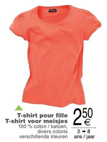 Promoties T-shirt pour fille t-shirt voor meisjes - Huismerk - Cora - Geldig van 06/03/2018 tot 19/03/2018 bij Cora