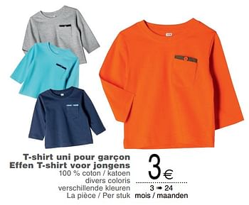 Promoties T-shirt uni pour garçon effen t-shirt voor jongens - Huismerk - Cora - Geldig van 06/03/2018 tot 19/03/2018 bij Cora