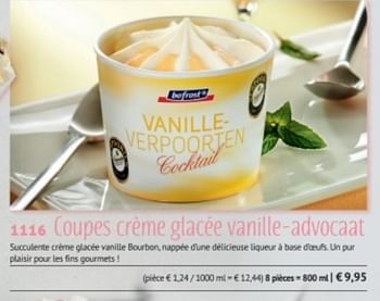Promotions Coupes crème glacee vanille-advocaat - Produit maison - Bofrost - Valide de 23/02/2018 à 30/03/2018 chez Bofrost