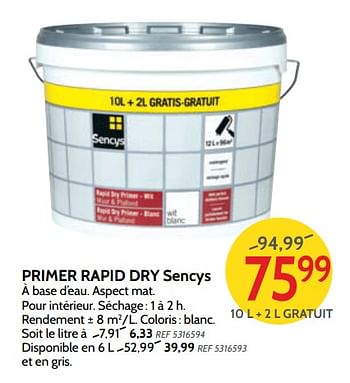 Promoties Primer rapid dry sencys - Sencys - Geldig van 06/03/2018 tot 26/03/2018 bij BricoPlanit