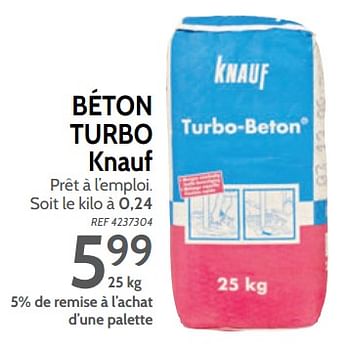 Promotions Béton turbo knauf - Knauf - Valide de 06/03/2018 à 26/03/2018 chez BricoPlanit
