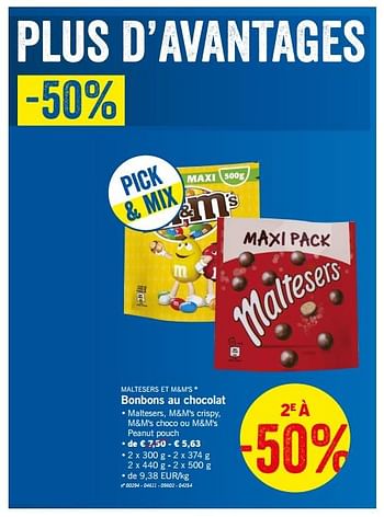 Promotions Bonbons au chocolat - Mars Snacks - Valide de 12/03/2018 à 17/03/2018 chez Lidl
