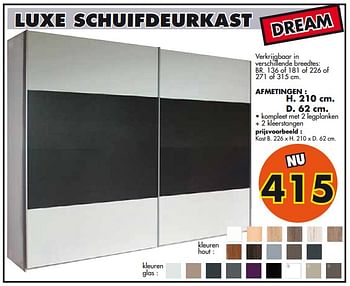 Promoties Luxe schuifdeurkast dream - Huismerk - EmDecor - Geldig van 01/03/2018 tot 31/03/2018 bij Emdecor