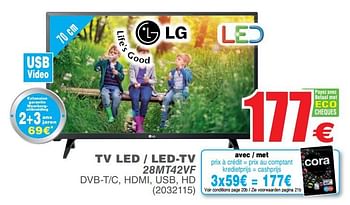 Promotions Lg tv led - led-tv 28mt42vf - LG - Valide de 06/03/2018 à 19/03/2018 chez Cora