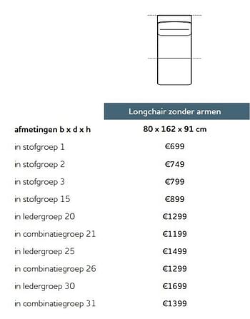 Promoties Longchair zonder armen segmento - Huismerk - Xooon - Geldig van 01/11/2017 tot 30/04/2018 bij Xooon
