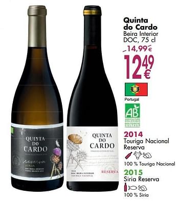 Promotions Quinta do cardo beira interior - Vins rouges - Valide de 06/03/2018 à 31/03/2018 chez Cora