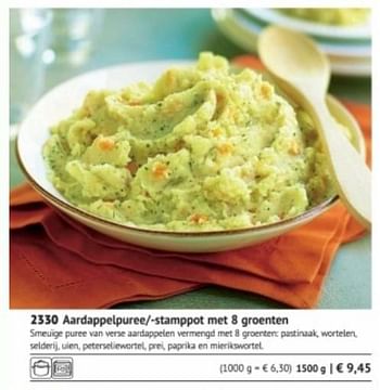 Promoties Aardappelpuree--stamppot met 8 groenten - Huismerk - Bofrost - Geldig van 01/03/2018 tot 31/08/2018 bij Bofrost