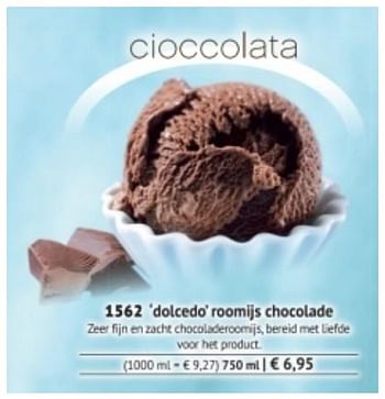 Promotions Dolcedo roomijs chocolade - Produit maison - Bofrost - Valide de 01/03/2018 à 31/08/2018 chez Bofrost