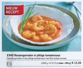 Promotions Reuzengarnalen in pittige tomatensaus - Produit maison - Bofrost - Valide de 01/03/2018 à 31/08/2018 chez Bofrost