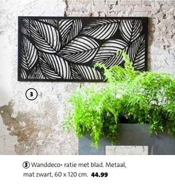 Huismerk Wanddecoratie met blad. metaal, mat zwart - Promotie bij Intratuin