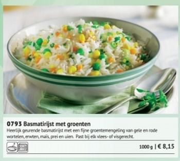 Promoties Basmatirijst met groenten - Huismerk - Bofrost - Geldig van 01/03/2018 tot 31/08/2018 bij Bofrost