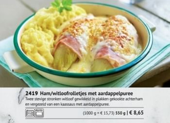 Promoties Ham- witloofrolletjes met aardappelpuree - Huismerk - Bofrost - Geldig van 01/03/2018 tot 31/08/2018 bij Bofrost
