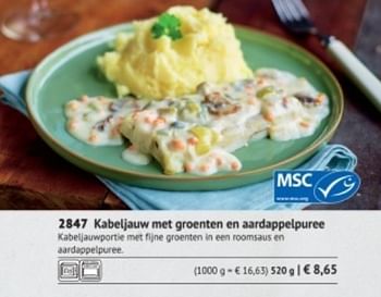 Promotions Kabeljauw met groenten en aardappelpuree - Produit maison - Bofrost - Valide de 01/03/2018 à 31/08/2018 chez Bofrost