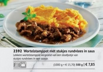 Promoties Wortelstamppot met stukjes rundvlees in saus - Huismerk - Bofrost - Geldig van 01/03/2018 tot 31/08/2018 bij Bofrost