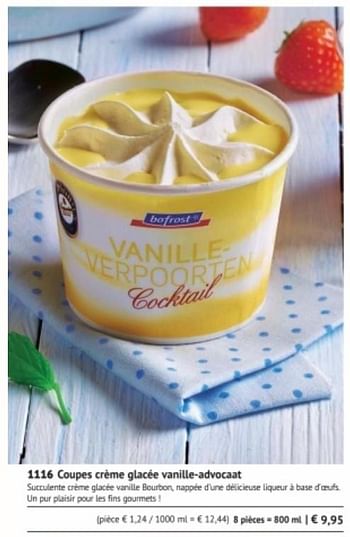 Promotions Coupes crème glacee vanille-advocaat - Produit maison - Bofrost - Valide de 01/03/2018 à 31/08/2018 chez Bofrost