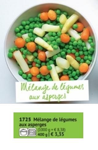 Promotions Mélange de légumes aux asperges - Produit maison - Bofrost - Valide de 01/03/2018 à 31/08/2018 chez Bofrost