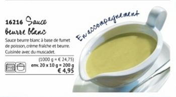 Promotions Sauce beurre blanc - Produit maison - Bofrost - Valide de 01/03/2018 à 31/08/2018 chez Bofrost