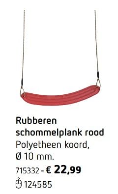 Promoties Rubberen schommelplank rood - Huismerk - Dreamland - Geldig van 05/03/2018 tot 31/08/2018 bij Dreamland