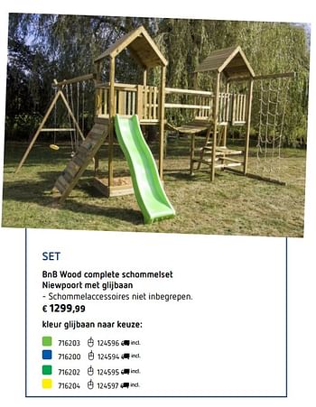 Promoties Bnb wood complete schommelset niewpoort met glijbaan - BNB Wood - Geldig van 05/03/2018 tot 31/08/2018 bij Dreamland