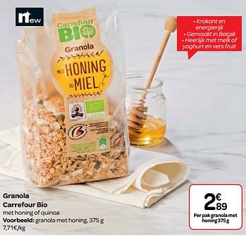 Promoties Granola met honing - Huismerk - Carrefour  - Geldig van 07/03/2018 tot 19/03/2018 bij Carrefour