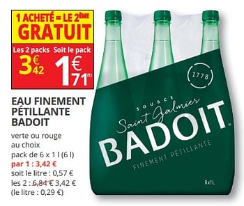 Promotions Eau finement pétillante badoit - Badoit - Valide de 07/03/2018 à 18/03/2018 chez Auchan Ronq