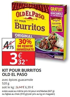 Promotions Kit pour burritos old el paso - Old El Paso - Valide de 07/03/2018 à 18/03/2018 chez Auchan Ronq