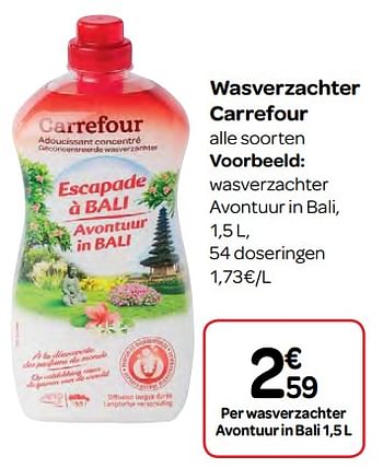 Promoties Wasverzachter avontuur in bali - Huismerk - Carrefour  - Geldig van 07/03/2018 tot 19/03/2018 bij Carrefour