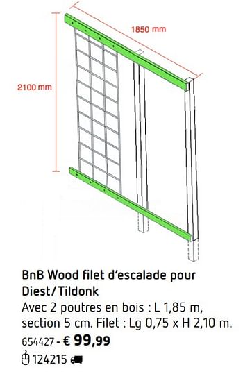 Promoties Bnb wood filet d`escalade pour diest-tildonk - BNB Wood - Geldig van 05/03/2018 tot 31/08/2018 bij Dreamland
