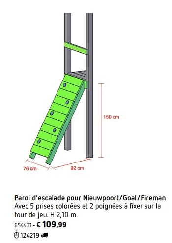 Promoties Paroi d`escalade pour nieuwpoort-goal-fireman - Huismerk - Dreamland - Geldig van 05/03/2018 tot 31/08/2018 bij Dreamland