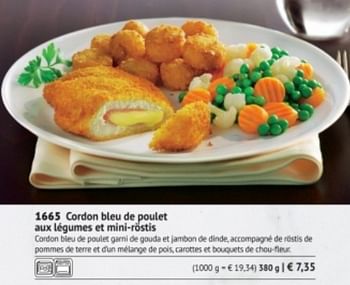 Promotions Cordon bleu de poulet aux légumes et mini-röstis - Produit maison - Bofrost - Valide de 01/03/2018 à 31/08/2018 chez Bofrost