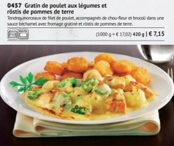 Promoties Gratin de poulet aux légumes et röstis de pommes de terre - Huismerk - Bofrost - Geldig van 01/03/2018 tot 31/08/2018 bij Bofrost