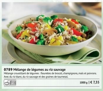 Promotions Mélènge de légumes au riz sauvage - Produit maison - Bofrost - Valide de 01/03/2018 à 31/08/2018 chez Bofrost