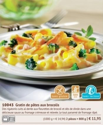 Promotions Gratin de pâtes aux brocolis - Produit maison - Bofrost - Valide de 01/03/2018 à 31/08/2018 chez Bofrost