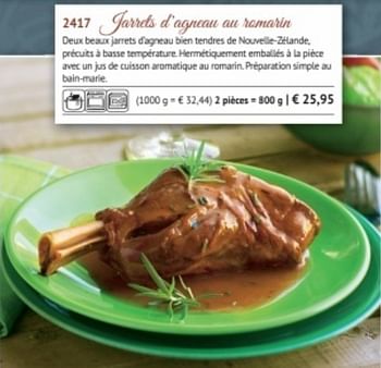 Promotions Jarrets d`agneau au romarin - Produit maison - Bofrost - Valide de 01/03/2018 à 31/08/2018 chez Bofrost