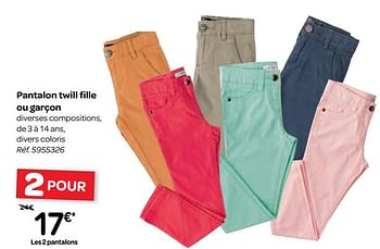 Promotions Pantalon twill fille ou garçon - Tex - Valide de 07/03/2018 à 19/03/2018 chez Carrefour