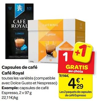 Promotions Capsules de café café royal - Café Royal  - Valide de 07/03/2018 à 19/03/2018 chez Carrefour