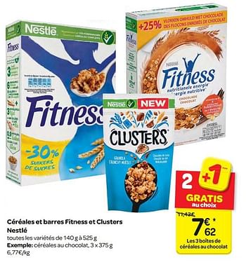 Promotions Céréales et barres fitness et clusters nestlé - Nestlé - Valide de 07/03/2018 à 19/03/2018 chez Carrefour