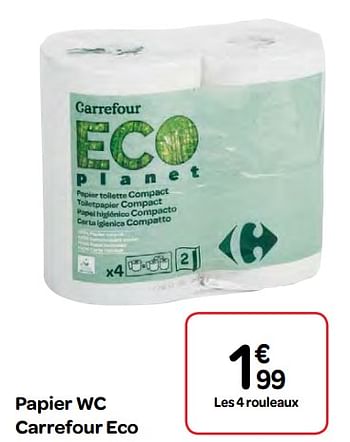 Promotions Papier wc carrefour eco - Produit maison - Carrefour  - Valide de 07/03/2018 à 19/03/2018 chez Carrefour