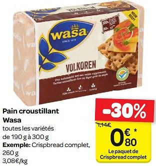 Promotions Pain croustillant wasa - Wasa - Valide de 07/03/2018 à 19/03/2018 chez Carrefour
