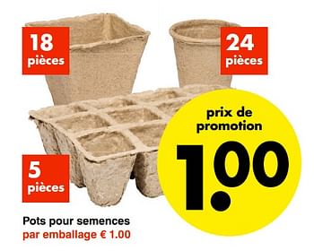 Promotions Pots pour semences - Produit maison - Wibra - Valide de 05/03/2018 à 24/03/2018 chez Wibra