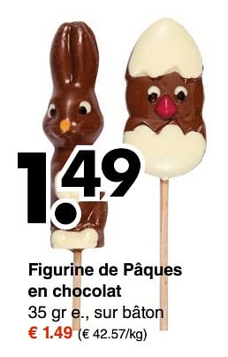 Promotions Figurine de pâques en chocolat - Produit maison - Wibra - Valide de 05/03/2018 à 24/03/2018 chez Wibra