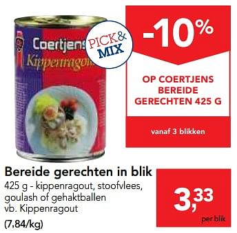 Promoties Coertjens bereide gerechten in blik - Coertjens - Geldig van 14/03/2018 tot 27/03/2018 bij Makro