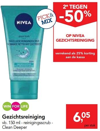 Promoties Nivea reinigingsscrub clean deeper - Nivea - Geldig van 14/03/2018 tot 27/03/2018 bij Makro