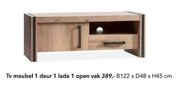 Promoties Tv meubel 1 deur 1 lade 1 open vak - Huismerk - Deba Meubelen - Geldig van 03/02/2018 tot 31/08/2018 bij Deba Meubelen