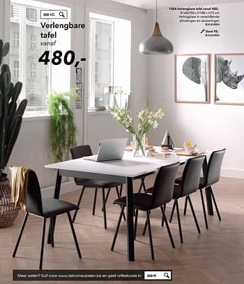 Promotions Verlengbare tafel - Huismerk - Deba Meubelen - Valide de 03/02/2018 à 31/08/2018 chez Deba Meubelen