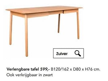 Promoties Verlengbare tafel zuiver - Zuiver - Geldig van 03/02/2018 tot 31/08/2018 bij Deba Meubelen