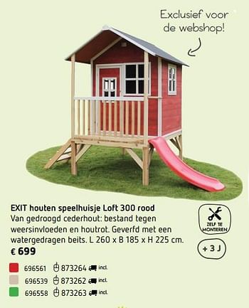 Promoties Exit houten speelhuisje loft 300 rood - Exit - Geldig van 05/03/2018 tot 31/08/2018 bij Dreamland